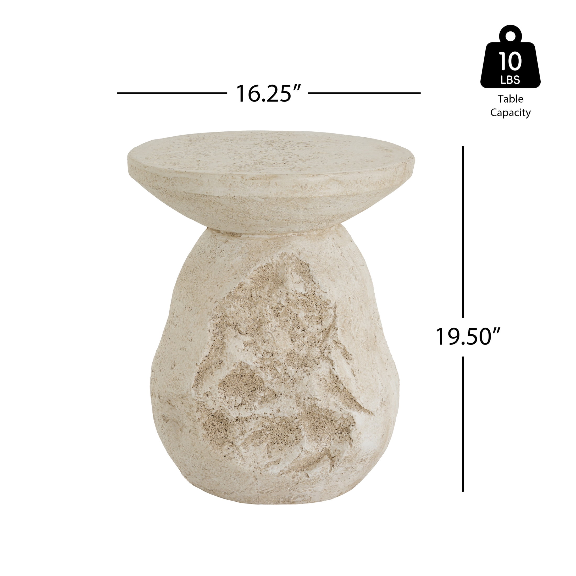 Christopher Knight Home Outdoor Indoor MGO Side Table, Sculptural Pear-Shaped, Beige Finish