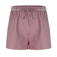 thumbnail image 5 of BiZtdJrK Womens Striped Bermuda Shorts Drawstring Elastic Waisted Wide Leg Shorts Baggy Comfy Casual Summer Beach Shorts sales today clearance Pink S, 5 of 8