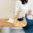 thumbnail image 3 of Solid Color Pleated PU Shoulder Underarm Bag Women Large Top-handle Handbags, 3 of 9