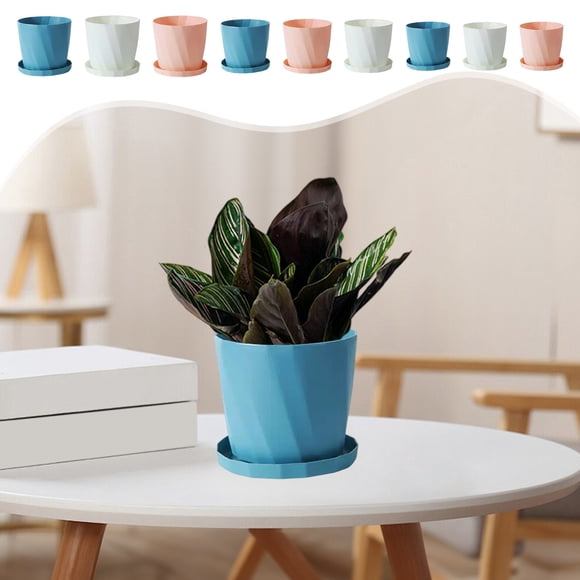 Sentmoon Faux Flowers Faux Plants Indoor Scandinavian Style Resin Green Plants Gallon Flower Pots Concise Thickened Long-lasting Plastic Imitation Ceramic Household Pots Large Size