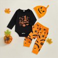 thumbnail image 2 of Gerichy Baby Boys Romper Clothes Set Boy Outfit My First Halloween Bodysuit Jogger Pants Hat 0 3 6 9 12 18 Months Cute 3Pcs Coming Home Outfits, 2 of 5