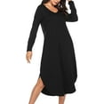 thumbnail image 5 of Oudiya Womens V Neck Nightgown House Dresses Long Sleeve Nightshirts Sleepwear with Pockets, S-XXL, 5 of 5