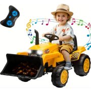 Kids Ride on Excavator, 12V Battery Powered Electric Excavator Toy with Remote Control, Kids Bulldozer, Tractor, Ride on Car for Toddlers Boys Girls with LED Lights, Music