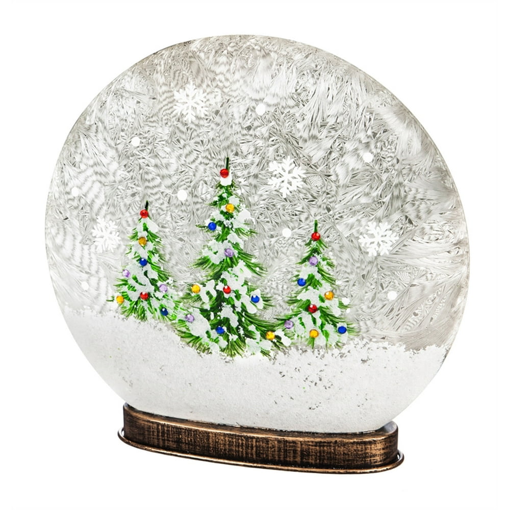 Glass Hand Painted Christmas Trees LED Disc Globe