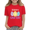 thumbnail image 6 of SERTG Girls Easter Floral Bunny Print Short Sleeve T Shirt Soft Lightweight Crew Neck Tee Casual Regular Fit Breathable Comfortable Spring Top Fashion Holiday T Shirt(Red#1,11-12 Years), 6 of 8