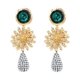 thumbnail image 1 of 1 par de pendientes de metal con forma de flor, colgantes exagerados, creativos, para mujer, dorados, 1 of 5