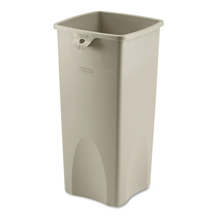 Rubbermaid Commercial Untouchable Waste Container, Square, Plastic, 23gal, Beige