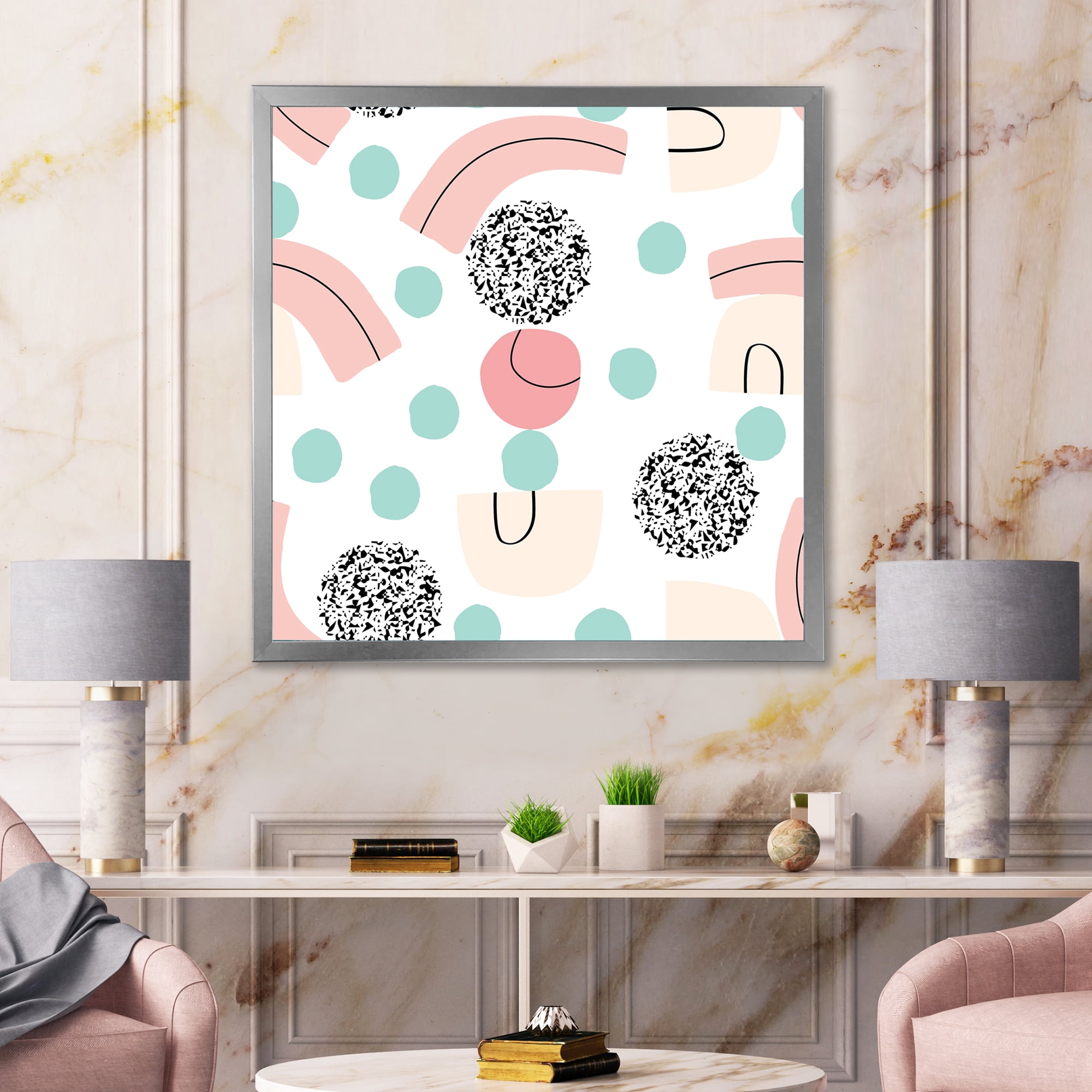 Designart 'Elements and Organic In Pastel Tones' Modern Framed Art Print