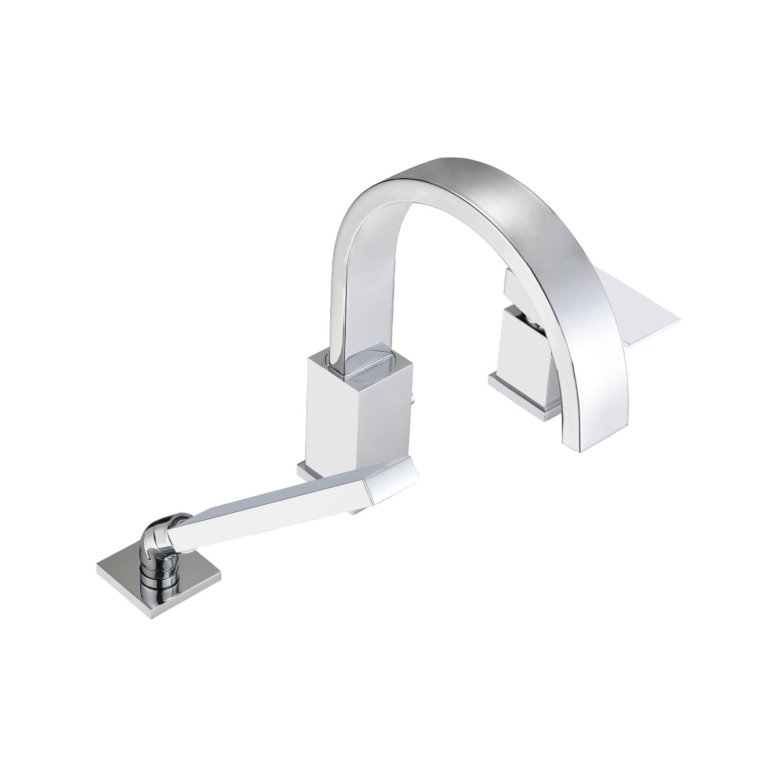 Waterfall Bathtub Faucet with Sprayer, 3-Hole Roman Tub Filler with Hand Shower Deck Mount Waterfall Tub Spout Set