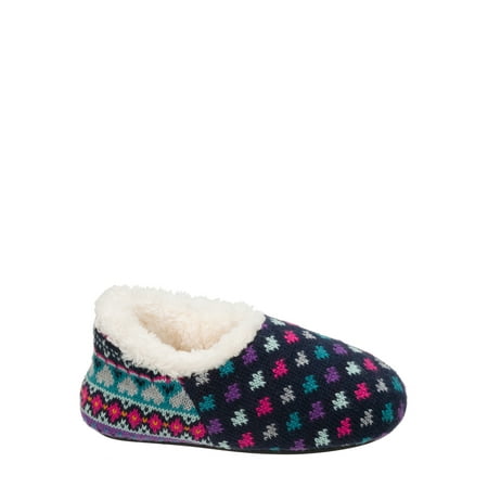 DF by Dearfoams Girls' Sweater Knit Shootie Slippers