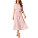 thumbnail image 1 of INSPIRE CHIC Vestido Midi Casual para Mujer con Volantes Sin Mangas Cuello Redondo Plisado Fluido con Cinturón 2XL Rosa, 1 of 5