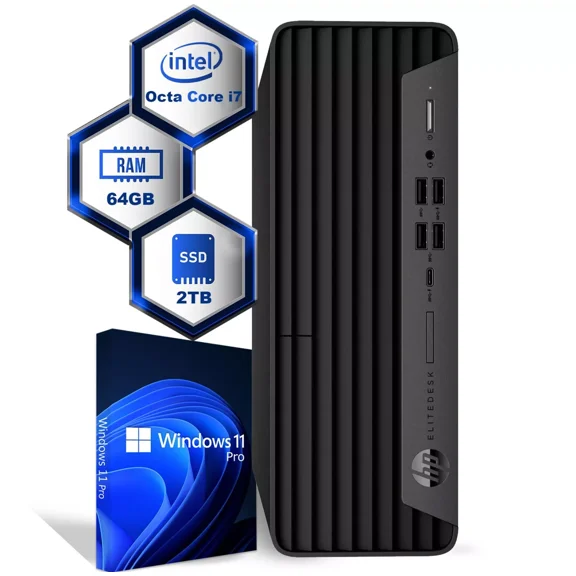 Restored HP ProDesk 600 G6 Computer Desktop PC, Intel Octa Core i7-10th, 64GB DDR4 Ram, 2TB SSD, Keyboard & Mouse, Built-in Wi-Fi, Windows 11 Pro (Refurbished)