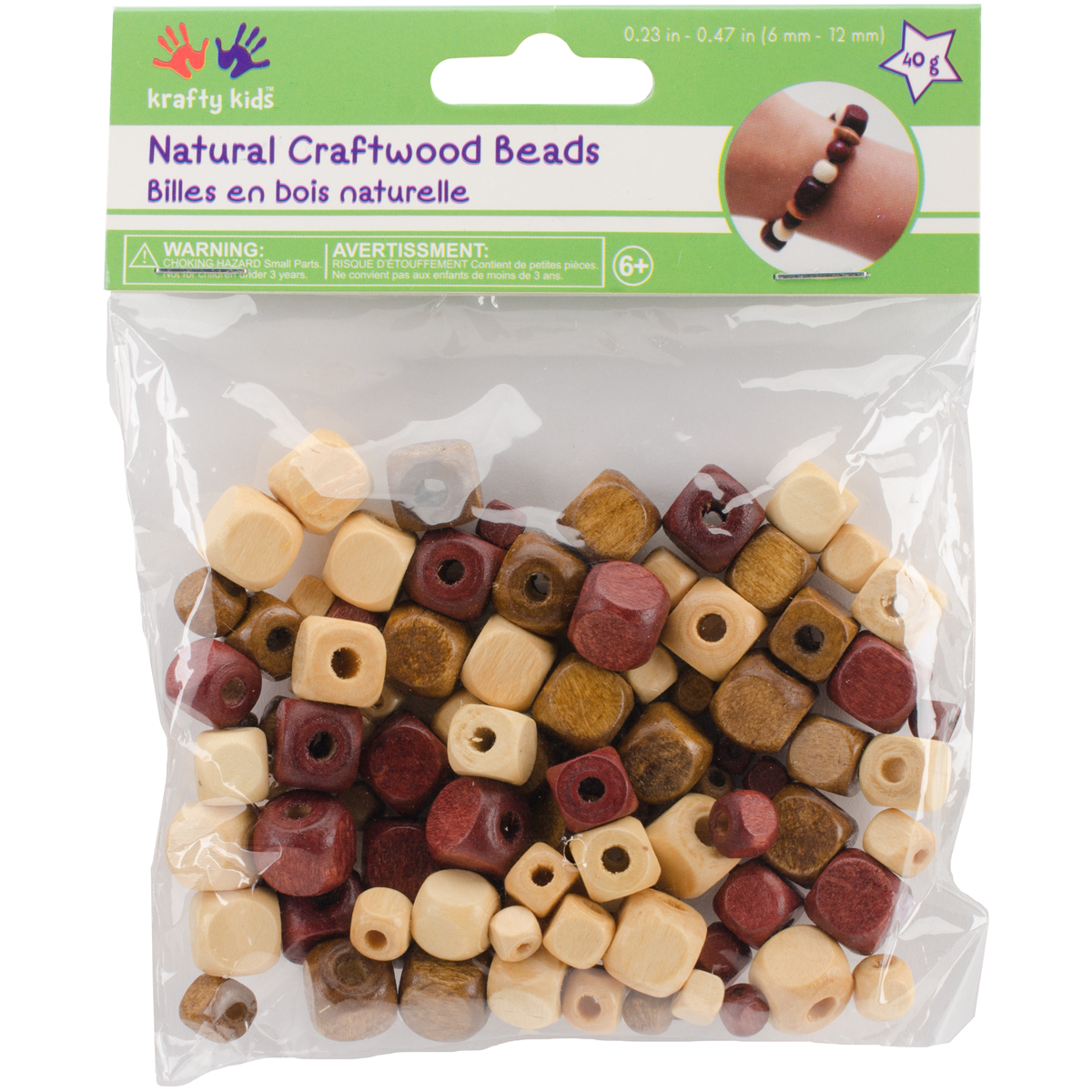 Wood Beads 6mm12mm 40gCube Medley