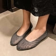 thumbnail image 6 of Shrysg Women's Lattice Ballet Flats Pointed Toe Jelly Shoes Breathable Casual Slip On Sandals for Outdoor Daily Wear Black, 6 of 6