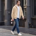 thumbnail image 6 of Hsovts Men's Hooded Sweatshirts Long Sleeve Casual Zip Up Pullover Hoodies with Kanga Pocket Beige S, 6 of 7