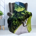 thumbnail image 4 of Mountain Soft Flannel Fleece Blanket, Bikers Riding on Mountainous Highway in the Alpine Mountains Digital Art Print, Cozy Plush for Indoor and Outdoor Use, 50" x 60", Hunter Green, by Ambesonne, 4 of 5