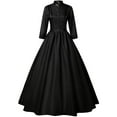 thumbnail image 2 of Brilliant Fall Dresses for Women 2024 Maxi Glossy Pleated 3D Women Plus Size Vintage Gothic Court Collar Patchwork Bow Dress, 2 of 5