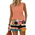 thumbnail image 2 of Two Piece Sets for Women Sleeveless Shirts & Wide Leg Shorts Square Neck Beach Vacation 2026 Lounge Sets, 2 of 5