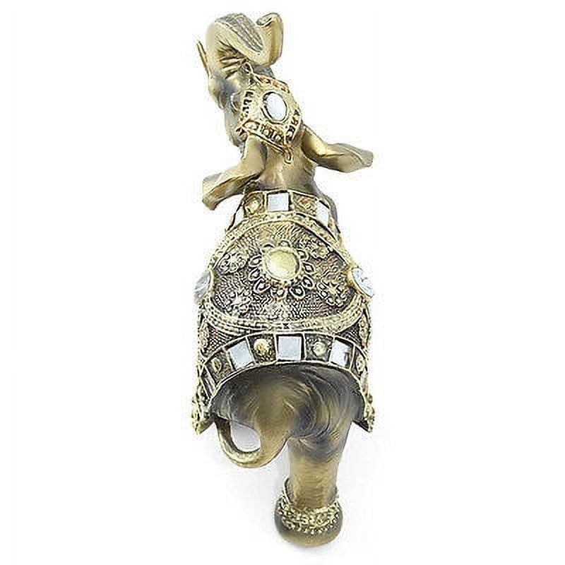 Feng Shui 9"(H) Brass Color Elegant Elephant Trunk Statue Wealth Lucky Figurine G16551