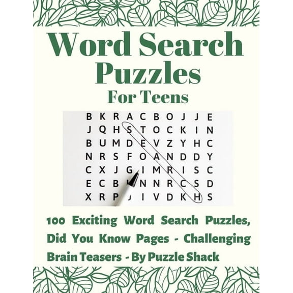 Word Search Puzzles for Teens: 100 Exciting Word Search Puzzles, Did You Know? (Interesting Facts) Pages - Challenging Brain Teasers, (Paperback)