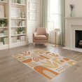 thumbnail image 2 of ODIKA 4'x6' Orange Tangerine Geometric Design Washable Area Rug Mid-Century Modern Abstract Shapes for Dorm Room, Small Living Stain Resistant Low Profile, Easy Care, 2 of 7