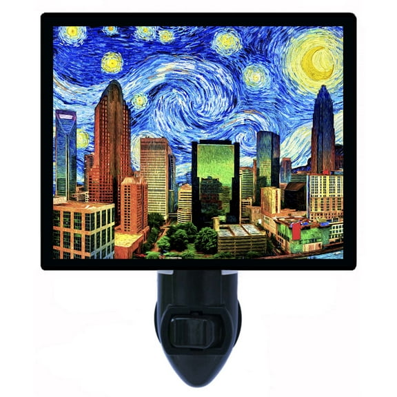 Night Light - Charlotte Starry Night. | Van Gogh Theme, Includes Free Switchable Insert, 4W Bulb, E12 Base