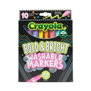 Crayola Bold & Bright Washable Markers, Broad Line, Coloring Book Supplies, 10ct