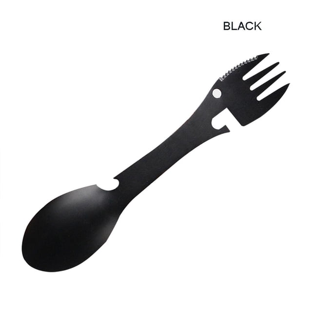 Yuarrent Tenedor Spork de acero inoxidable multifuncional, cuchara, cubiertos, sacacorchos, arpón, supervivencia para acampar al aire libre, Picnic, Kits de desorden para acampar Yuarrent OD009570-00