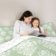 thumbnail image 4 of jejeloiu Ancient Damask Twin Comforter Sets For Girls,Light Floral Bedding Set,Sage Green White,Reversible,2 Pieces,1 Comforter and 1 Pillowcase, 4 of 7