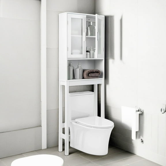 Demi Bonn Toilet Storage Cabinet, Bathroom Cabinet Organizer, Over the Toilet Bathroom Storage Cabinet with Adjustable Shelf, for Bathroom, White