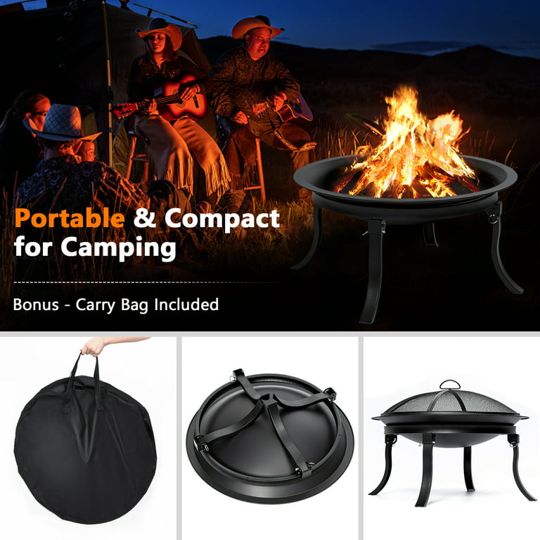 Bonnlo Outdoor Portable Fire Pit 32 with Barbecue/Cooking Grill, Poke -  Inspired Fire and Water Features