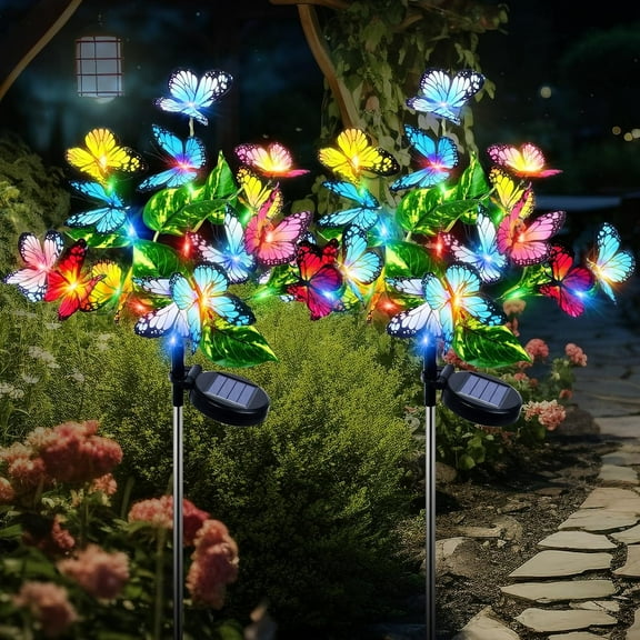 Solar Butterfly Lights - Outdoor Swaying Butterfly Light, Swaying in The Wind, Solar Outdoor Lights, Yard Patio Pathway Decoration(2 Pack)