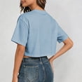 thumbnail image 4 of XIAONU Women Cropped T Shirt Short Sleeve Crew Neck Casual Summer Basic Top, 4 of 7