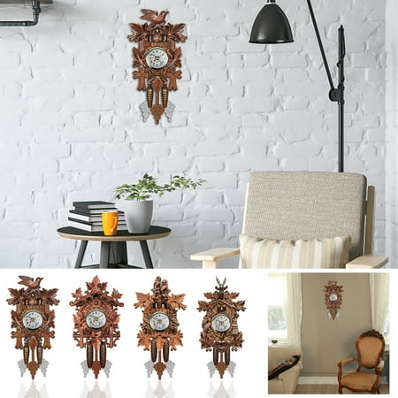 kttectoa Wall Clock Retro Wooden Chime Alarm Minimalist Pendulum Home Living Room Decor Battery Operated 26x6x14cm Christmas Gifts Home