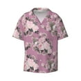 thumbnail image 2 of Lsque Rose Flowers print Men's Cuban Collar Short Sleeve Shirt Summer Beachwear Casual Button Down Fashionable Vacation Leisure Shirt-4X-Large, 2 of 7