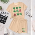thumbnail image 3 of LckLvx Girls Boys St Patricks Outfit Cute Shamrock Graphic Short Sleeve T-Shirt and Shorts Kids Casual 2 Piece Outfit, 3 of 7