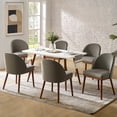 thumbnail image 2 of Upholstered Dining Chairs Armless Side Chairs Set of 6 Solid Wood Legs Restaurant Kitchen Charcoal, 2 of 6