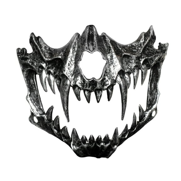 UNDERWRAPS Silver Vampire Half Mask - Mask for Halloween Costumes, Plastic Skull Mask, Cosplay Accessories, Adult Party Masks, Horror Mask