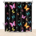 thumbnail image 2 of Trippy Butterfly Shower Curtain Colorful Moth Insect in Black Art Psychedelic Aesthetic Shower Curtains Funny Dorm Bathroom Decor for Girls 72x72 Inch Waterproof Polyester Fabric, 2 of 5