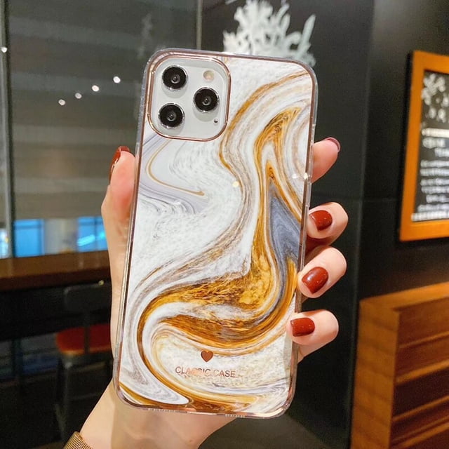 Funda de teléfono con textura de mármol degradado brillante para iPhone 14 11 12 13 Pro Max XR XS Max X 13 14Pro 14 Plus, funda de parachoques a prueba de golpes Tan Jianjun unisex
