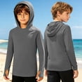 thumbnail image 2 of RUTAYY Boys Hooded Long Sleeve Athletic Tops Solid Color Loose Fit Kids Active Layering Tops Dark Gray, 2 of 8