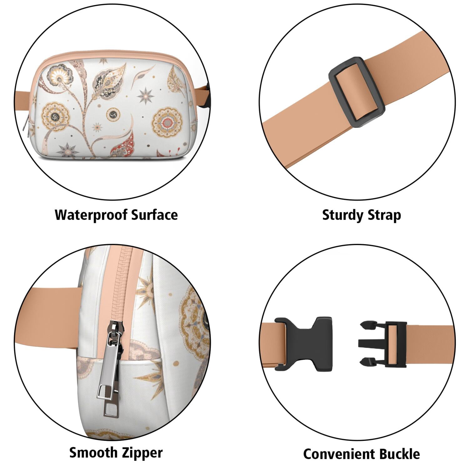 Crossbody Fanny Pack for Sports Enthusiasts Commuters Fashionable Waterproof Fanny Pack with Adjustable Strap for Casual Running Hiking Cycling Mandala Sporty Waist Pack