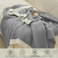thumbnail image 3 of Chenille Waffle Knit Throw Blanket Reversible Bedding Blanket, 60"x80", Grey, 3 of 8