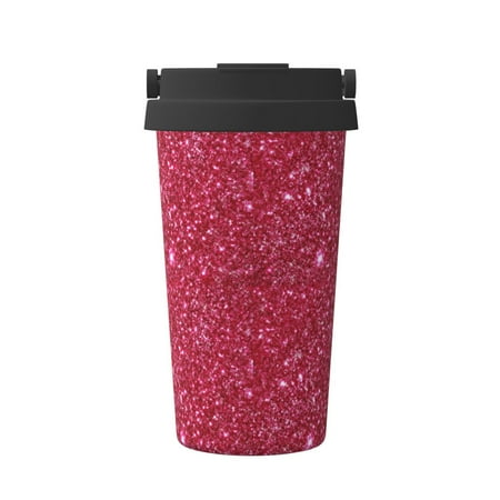 

Qekee Red Glitter Print Insulated Coffee Mug Coffee Tumbler Cup Thermos Mug Water Bottle with Handle & Flip