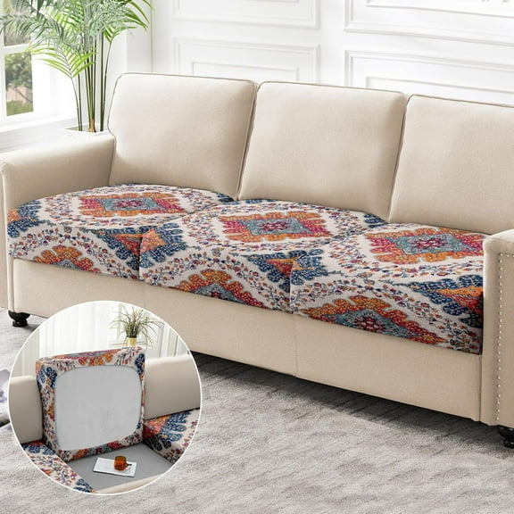 Boho Printed Couch Cushion Covers Washable Decor Printed Elastic Sofa Cover, Indoor Outdoor Sofa Slipcovers, Stretch Floral Washable Sofa Slipcovers for Home Decor