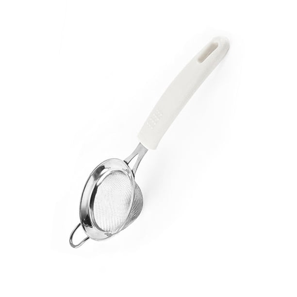 Bewildely Tamiz de harina para hornear de acero inoxidable, colador antideslizante de malla fina para granos, tamiz de filtro portátil para restaurante, Cocina y Comedor Tamiz con mango de 8 cm Bewildely HA011931-01