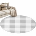 thumbnail image 2 of Grey Plaid Round Area Rug 3.3 FT, Non Slip Small Entryway Kitchen Mat, Spring Summer Farmhouse Buffalo Checkered Washable Soft Circular Rug Non-Shedding Door Mat for Bathroom Playroom Kids Room, 2 of 9