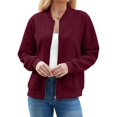 thumbnail image 3 of Suéter Tipo Cárdigan con Cremallera para Mujer, Sudadera con Capucha, Chaqueta de Larga, Conjuntos de Cuello Redondo, Abrigo Informal. Vino Tinto XL, 3 of 10