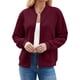 thumbnail image 3 of Suéter Tipo Cárdigan con Cremallera para Mujer, Sudadera con Capucha, Chaqueta de Larga, Conjuntos de Cuello Redondo, Abrigo Informal. Vino Tinto M, 3 of 10