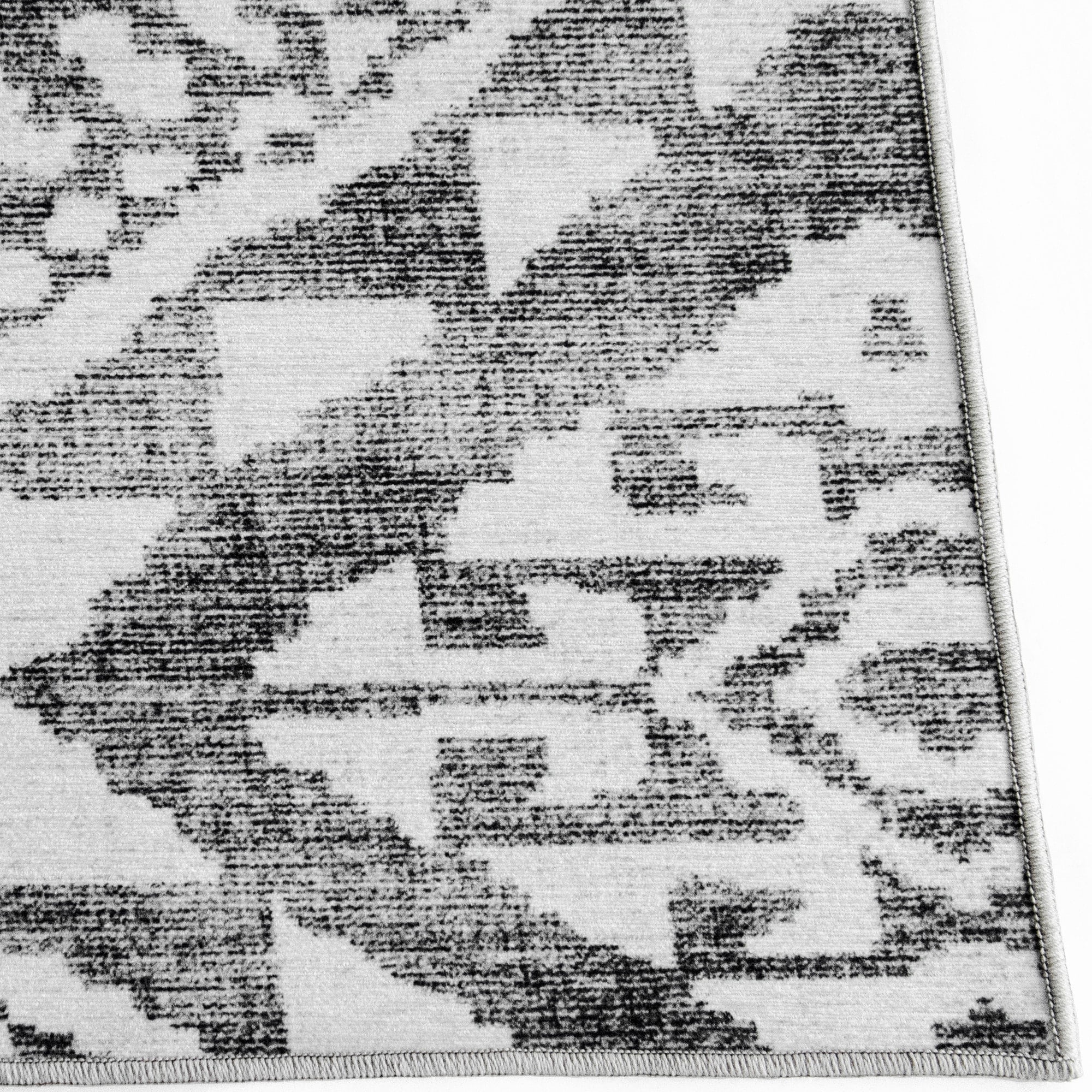 ReaLife Rugs Machine Washable Area Rug - Living Room Bedroom Bathroom Kitchen Entryway Office - Padded Low Pile Stain Resistant Premium - Moroccan Diamond Tribal - Jax - Gray 4' x 6'